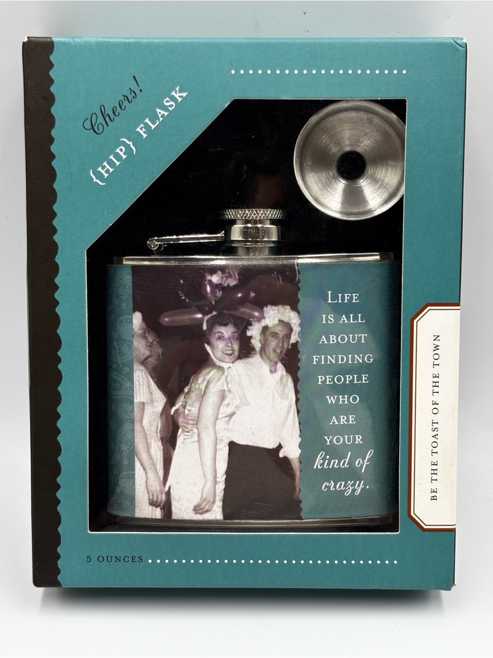 Shannon Martin 5 Oz Hip Flask Witty Sweet Retro Fun gift “Life Is All About” NIB